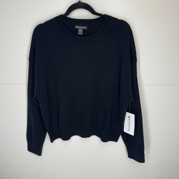 NWT! Athleta Alpine Crewneck Cashmere Wool Sweater in Black - Picture 9 of 11